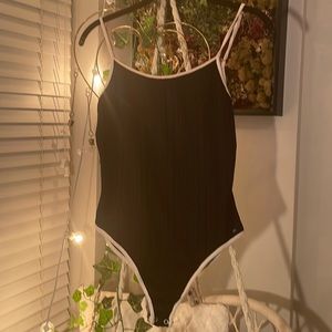 Black Bodysuit with White Borders Bershka
